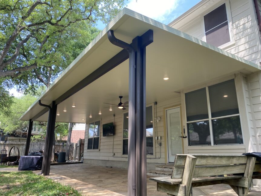 Patio Cover With Recessed Lights in Georgtetown, TX