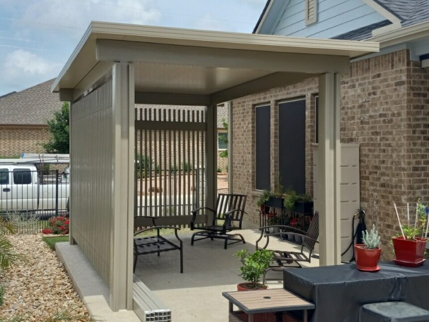 Small Patio Cover With Privacy Walls Built in Cedar Park TX